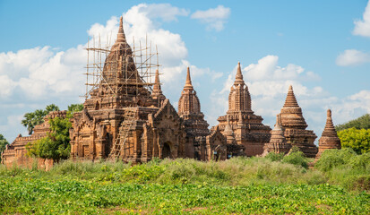 Group of ancient pagoda in Bagan plain of Myanmar. Bagan is an ancient city (From the 9th to 13th...