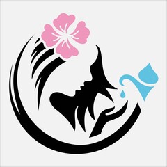 Logo woman silhouette, head, face logo isolated. Use for beauty salon, spa, cosmetics design, etc
