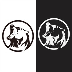 Bear logo - vector illustration, emblem design on white and black background
