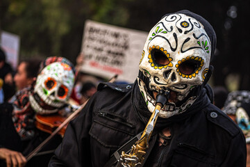 Banda de esqueletos, Protestas en Santiago de Chile