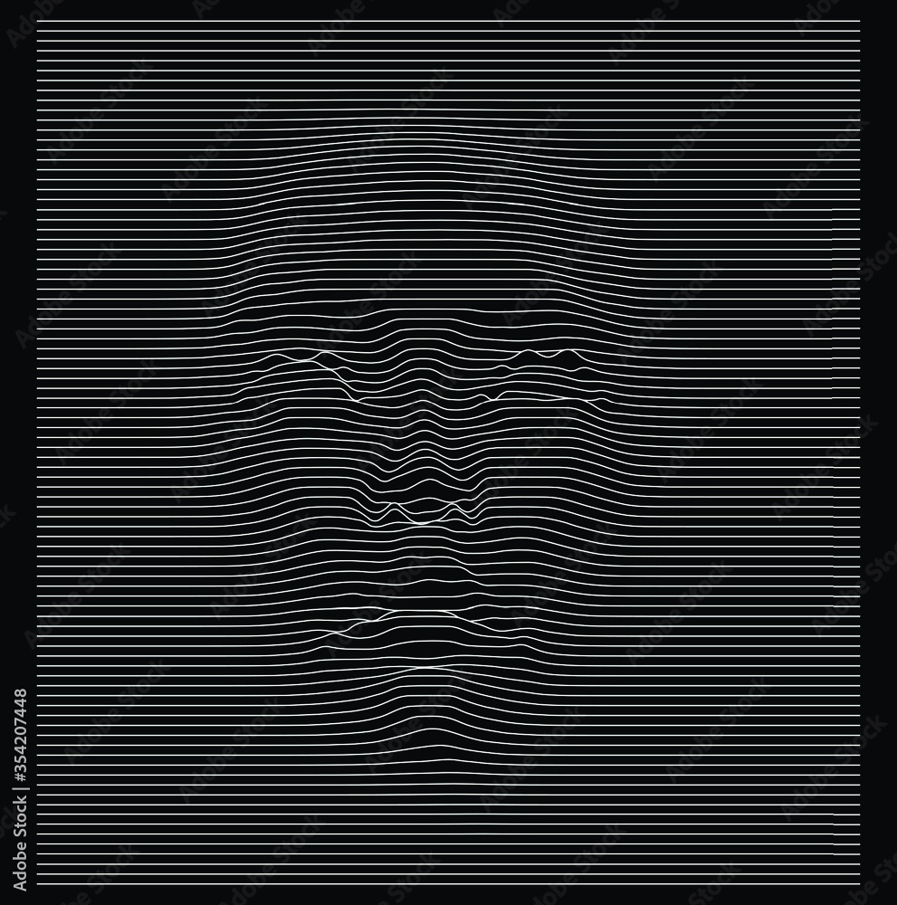 Aufkleber silhouette of 3d head extruded from lines. graph made of cuves in form of human face. futuristic hi-