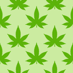 Seamless pattern with cannabis leaves. marijuana retro style vector illustration. Great for backgrounds, fabrics, wrapping paper, etc.