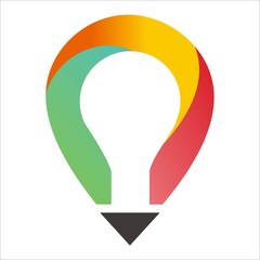 Light bulb and pencil logo template. Creative idea vector design. Smart writer logotype
