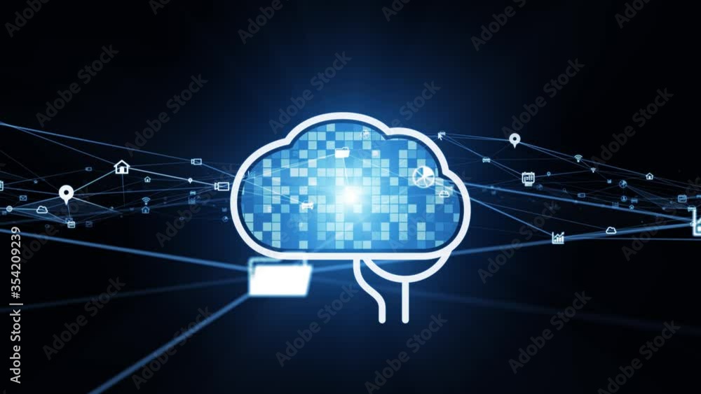 Poster ai (artificial intelligence) concept. communication network.