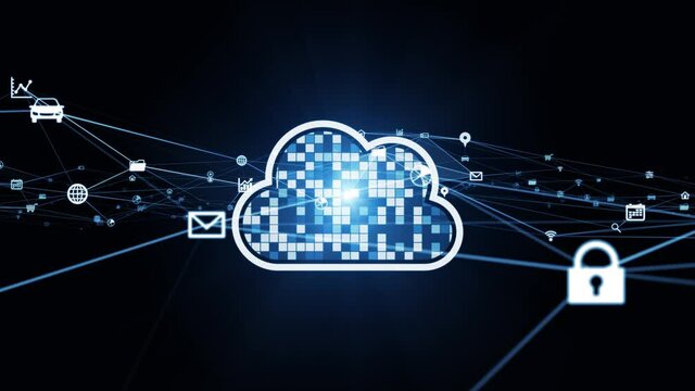 Cloud computing concept. Software as a Service. SaaS. Communication network.