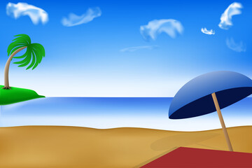 Fototapeta na wymiar Illustration the daytime summer background on beach