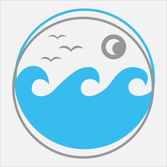 Ocean Sea Wave Logo Design Template
