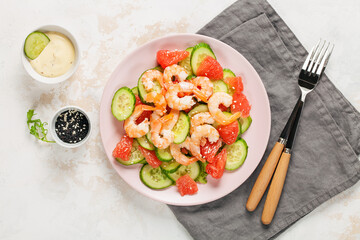 Fresh salad with seafood