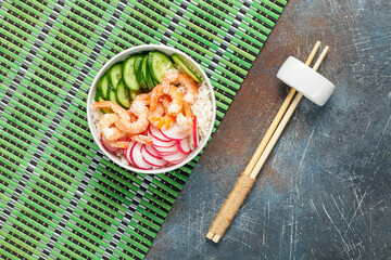 Hawaiian prawns poke bowl