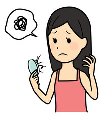 illustration of lady caring her hair