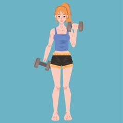 Woman working out with dumbbells