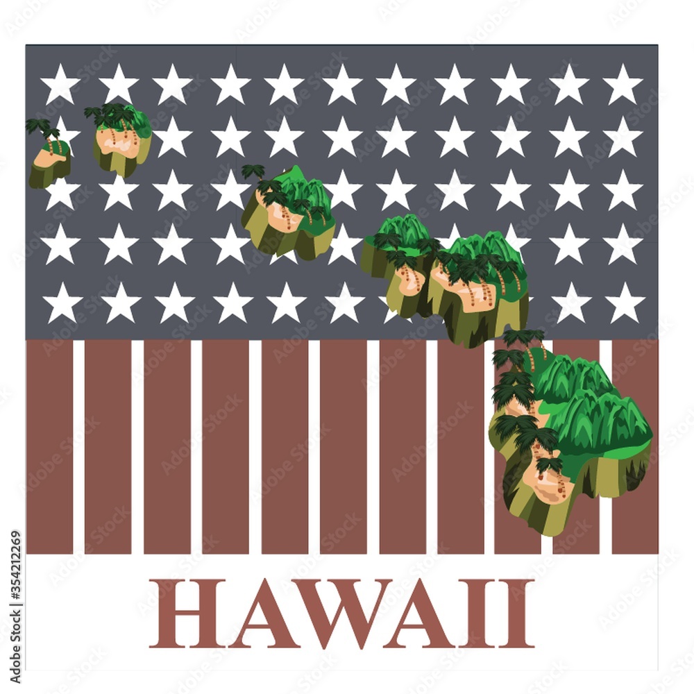 Canvas Prints Hawaii state map