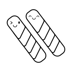 sweet cookies kawaii line style icon