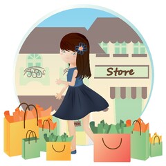 Girl with shopping bags