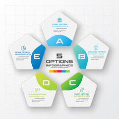 Pentagon element for infographic,Business concept with 5 options,Vector illustration.