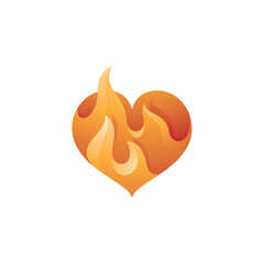 Heart Love and Abstract Fire Flame Logo Icon