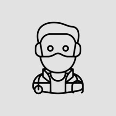 Vector Illustration of A Man Doctor Icon | Vector Line Icon | Covid Avatars Vector Icon | Single Vector Icon