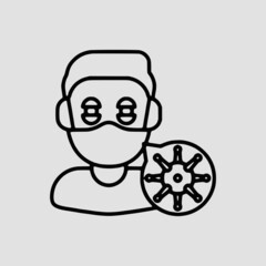 Vector Illustration of A Old Man Corona Massage Icon | Vector Line Icon | Covid Avatars Vector Icon | Single Vector Icon