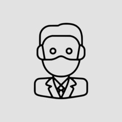 Vector Illustration of A Businessman Icon | Vector Line Icon | Covid Avatars Vector Icon | Single Vector Icon