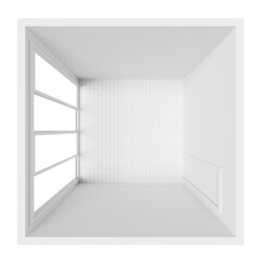 empty white room interior design top view 3d rendering