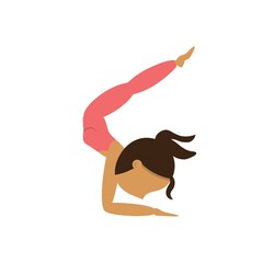 Girl practicing yoga in full locust pose
