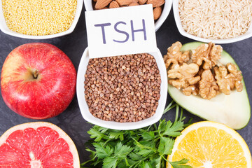 Best nutritious food for healthy thyroid. Natural eating as source vitamins