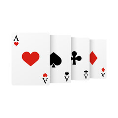 Set of four of a kind aces playing cards. Realistic vector