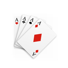 Set of four of a kind aces playing cards. Realistic vector