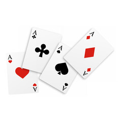 Set of four of a kind aces playing cards. Realistic vector