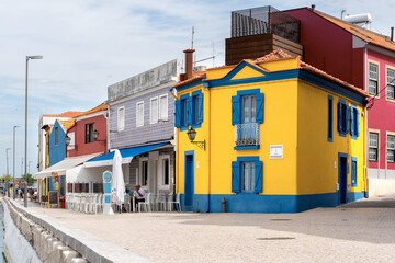 Fototapeta na wymiar Colorful Buildings In Aveiro streets, Portugal, Europe