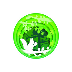 Abstract Paper Cut Background Squirrel Animal Acorn Forest Fauna