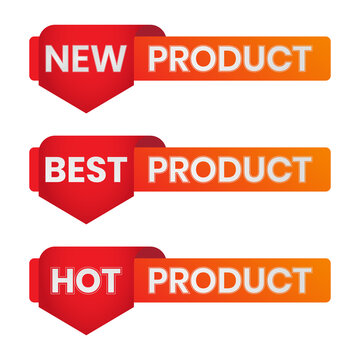 New product, Hot product and Best product ribbon banner label icon for websites