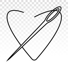 Sewing needle / sewing threads - line art icons for apps or website