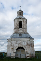 Fototapeta na wymiar Old inactive church against a dramatic sky near Kazan, Russia