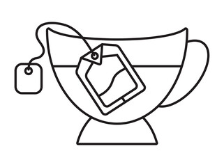 Dipping teabag / tea bag in a glass - Line art icon for apps and websites