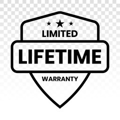 Limited lifetime warranty seal or stamp - Line art icon for apps or website