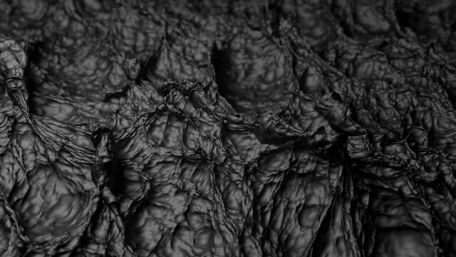 Black oil sludge waves background video. Dark silver metallic water ripples in Seamless looping animation. Ominous scary deep sea. Realistic fluid simulation.