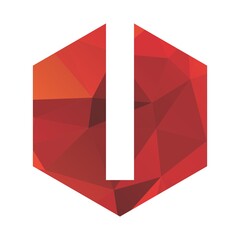 l initials red polygonal logo and vector icon