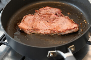 Fresh red meat steak cooking