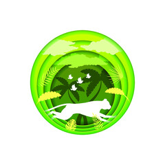 Lime Abstract Paper Cut Tree Design Elements Vector Background Cheetah Africa