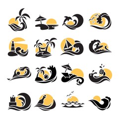 Collection of beach icons