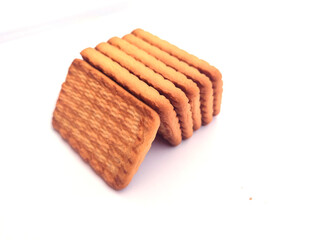 sweet fresh bake healthy brown biscuit isolated on white background