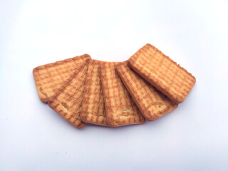sweet fresh bake healthy brown biscuit isolated on white background
