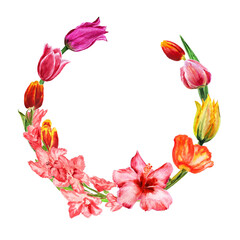 Wreath flower frame round