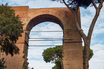 Roman stone aqueduct ruin