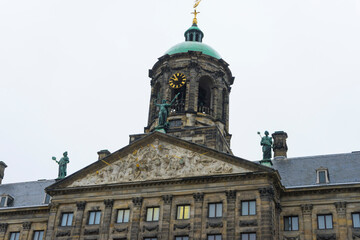 Fototapeta na wymiar Close up of column detailed of Royal Palace Amsterdam in Amsterdam, Netherlands.