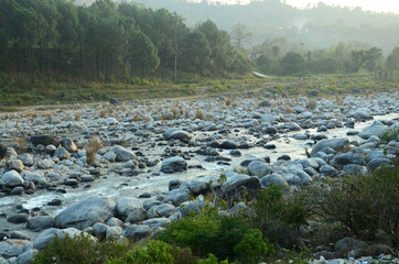 Stone in River Flowing Water HP India