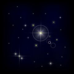 The night starry sky. Black vector background with stars. Texture in the form of the universe, galaxy.