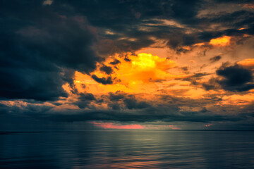 Stormy Clouds over the horizon of ocean