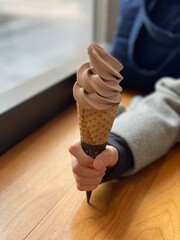 ice cream cone in hand